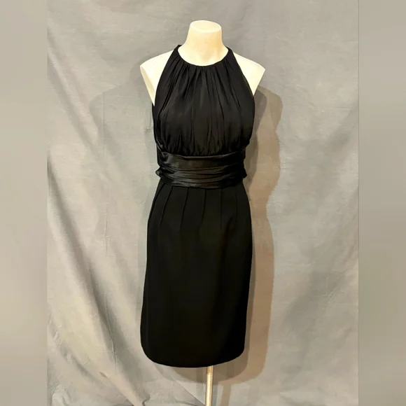 Carmen Marc Valvo | Dresses | Carmen Marc Valvo Black Halter Backless  Sheath Dress | Poshmark